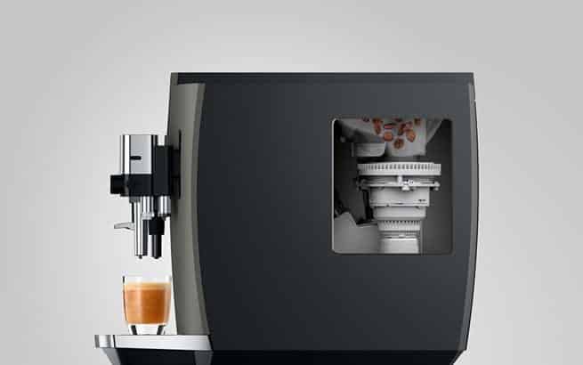 E8 Dark Inox with advanced P.A.G.2 grinder and 3D brewing unit
