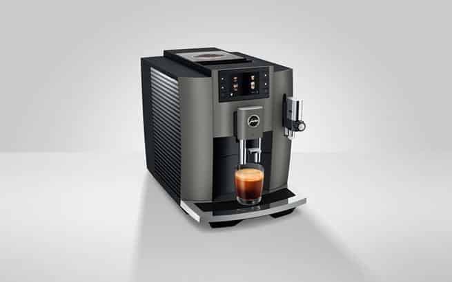 Elegant and symmetrical design of JURA E8 Dark Inox