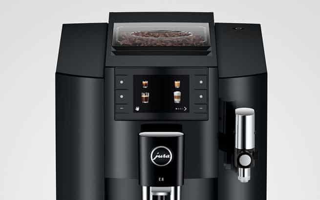JURA E8 Piano Black with 3.5-inch display and six buttons